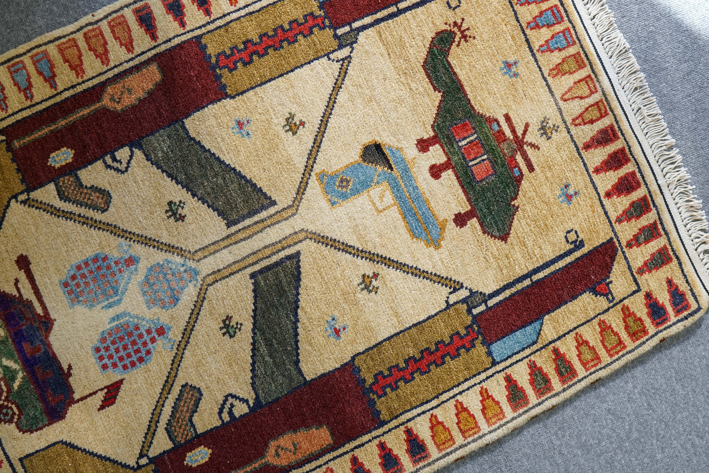 88x65cm アフガン絨毯 ヴィンテージラグ Decorworks