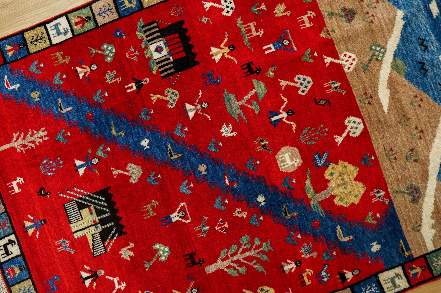 ペルシャ絨毯 カシュクリ ギャッベ リズバフトギヤべ 148×102cm