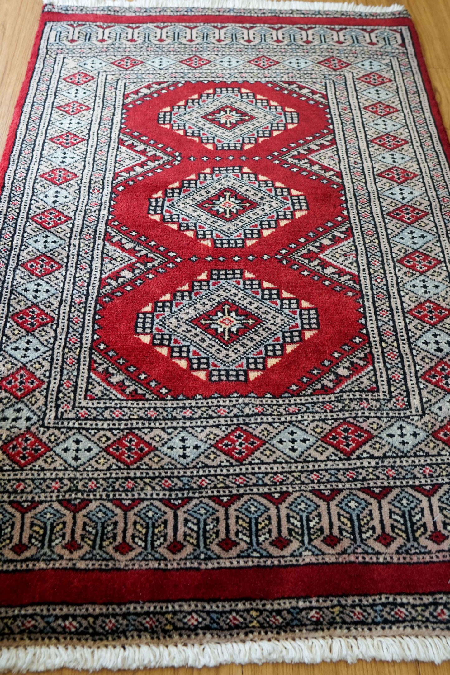 パキスタン手織り絨毯 90×61cm トライバル, 玄関マット