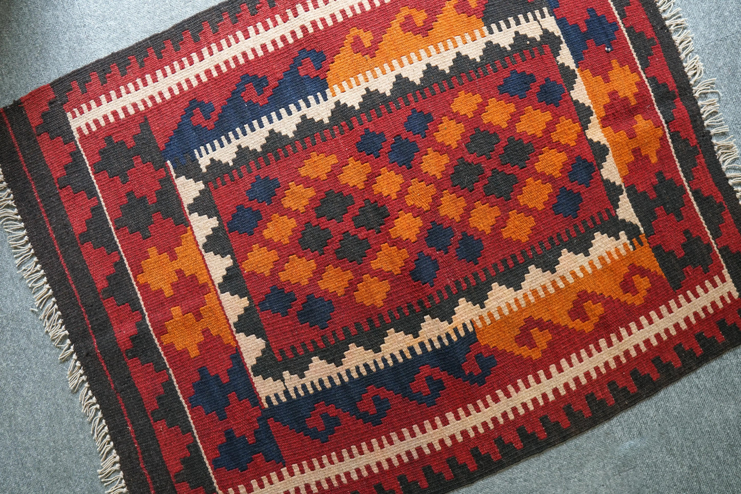97×76㎝ アフガニスタン手織りキリム トライバルラグ 手織り 絨毯 Decorworks