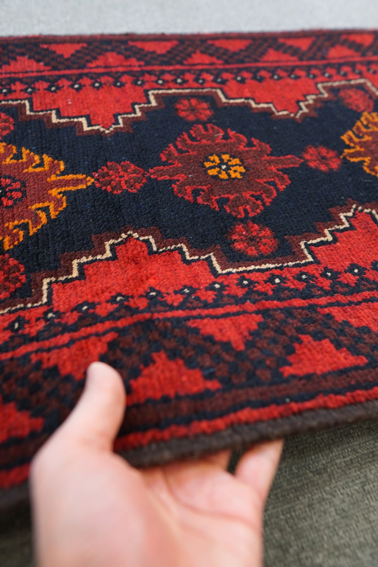 145cm×51cm 廊下敷きペルシャ手織り絨毯 バルーチ ヴィンテージ ラグ - Decorworks