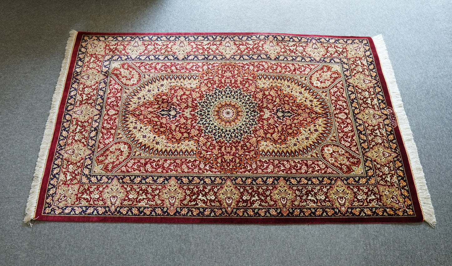 125×81cm ペルシャ絨毯 クム産 モハメドジャムシェヂ房 シルク 100% 証明書付 Decorworks