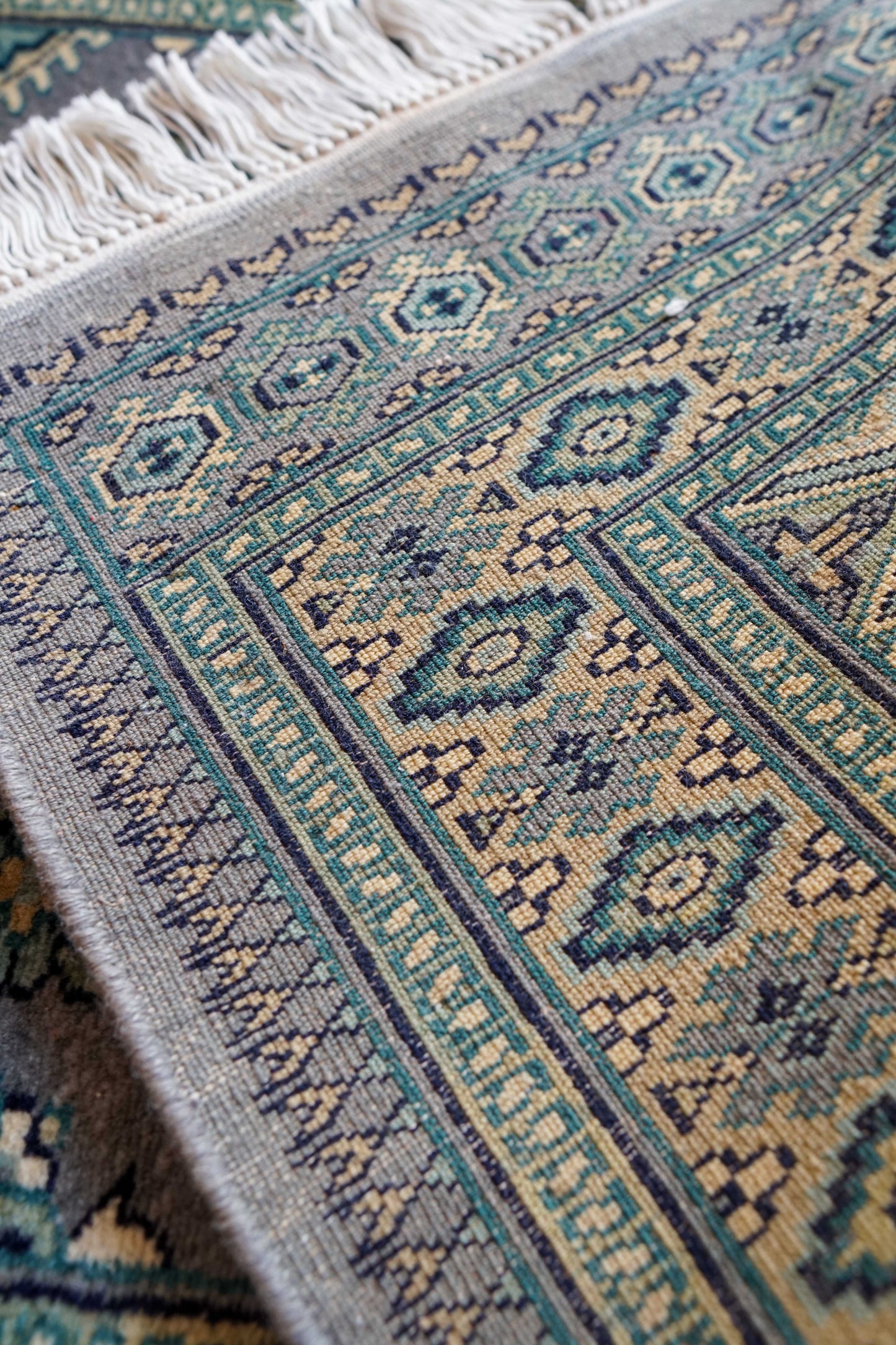パキスタン手織り絨毯 95×62cm|ニュージーランド産メリノウール使用 玄関マット