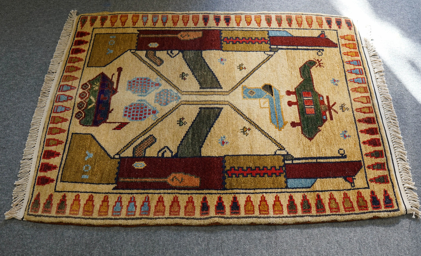 88x65cm アフガン絨毯 ヴィンテージラグ Decorworks