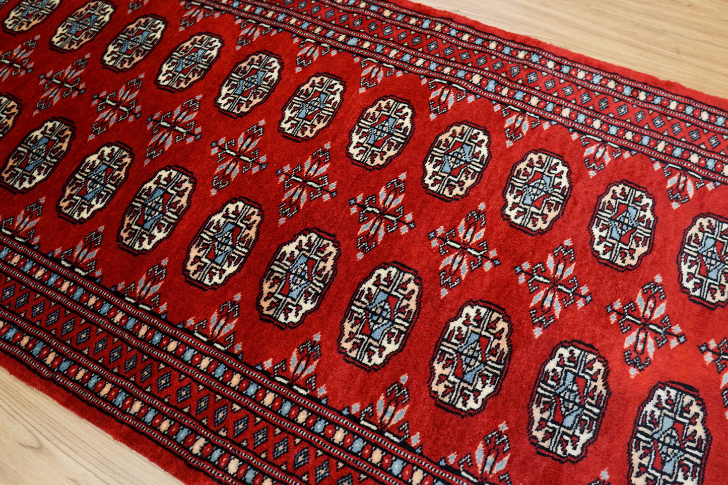 パキスタン手織り絨毯 ランナー 280×82cm|ウール100% トライバルデザイン 廊下・キッチンラグ