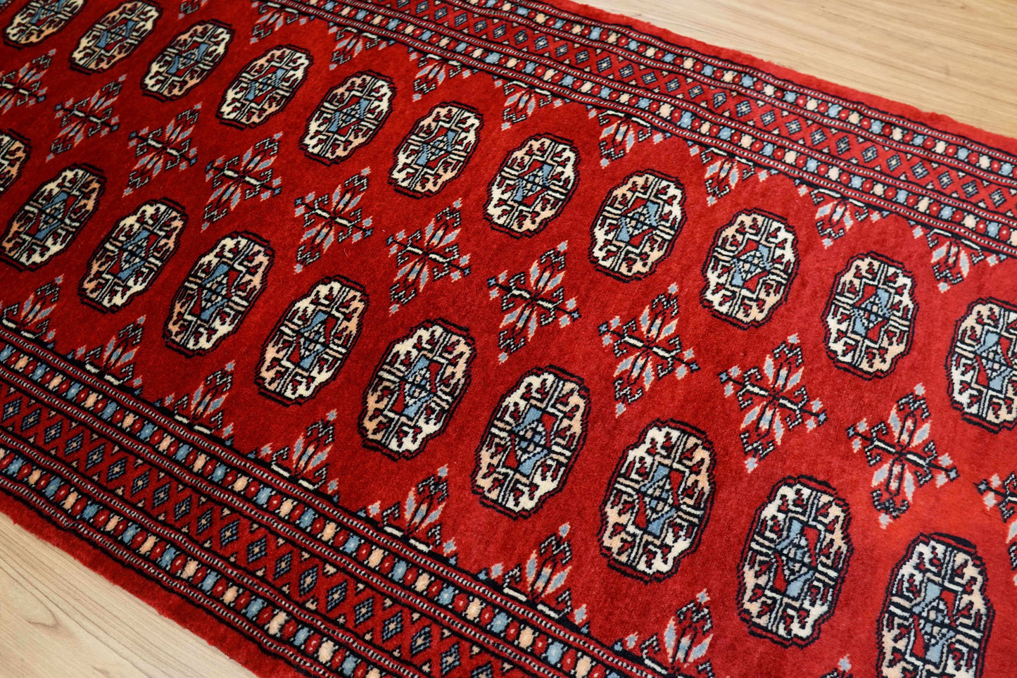 パキスタン手織り絨毯 ランナー 280×82cm|ウール100% トライバルデザイン 廊下・キッチンラグ