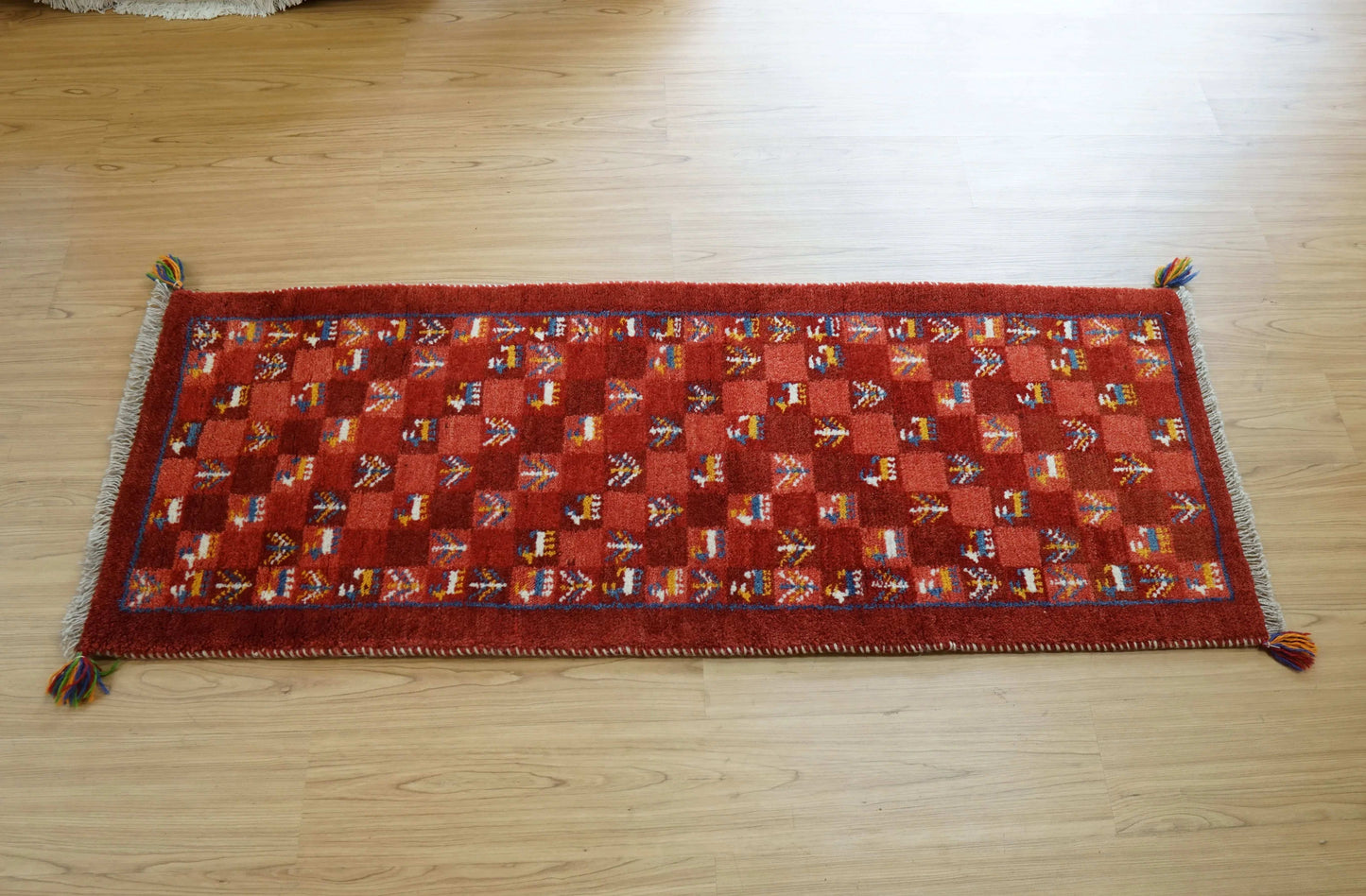 145×50cm ペルシャ絨毯 手織りギャッベ アマレ族 ランナー