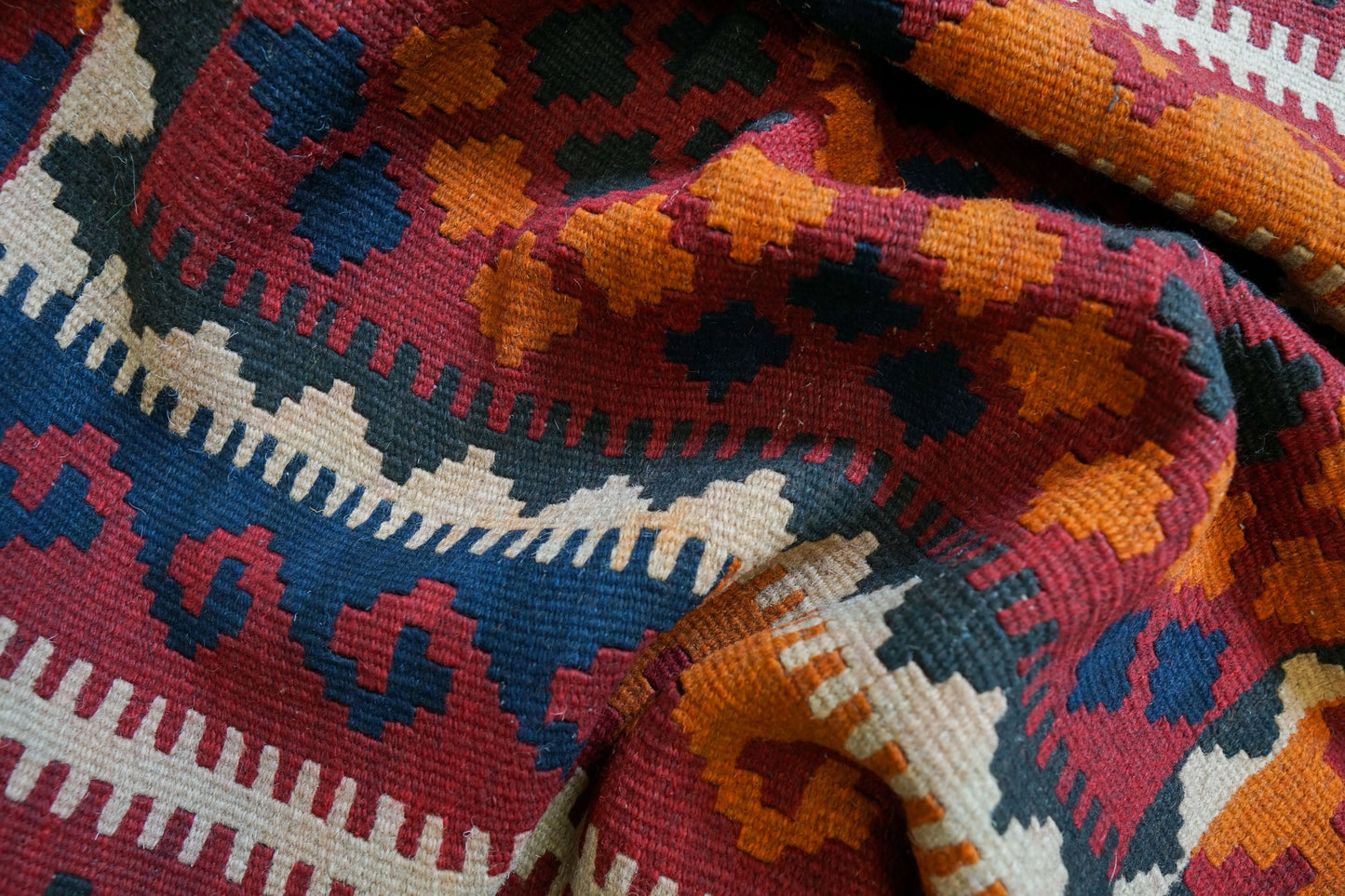 97×76㎝ アフガニスタン手織りキリム トライバルラグ 手織り 絨毯 Decorworks