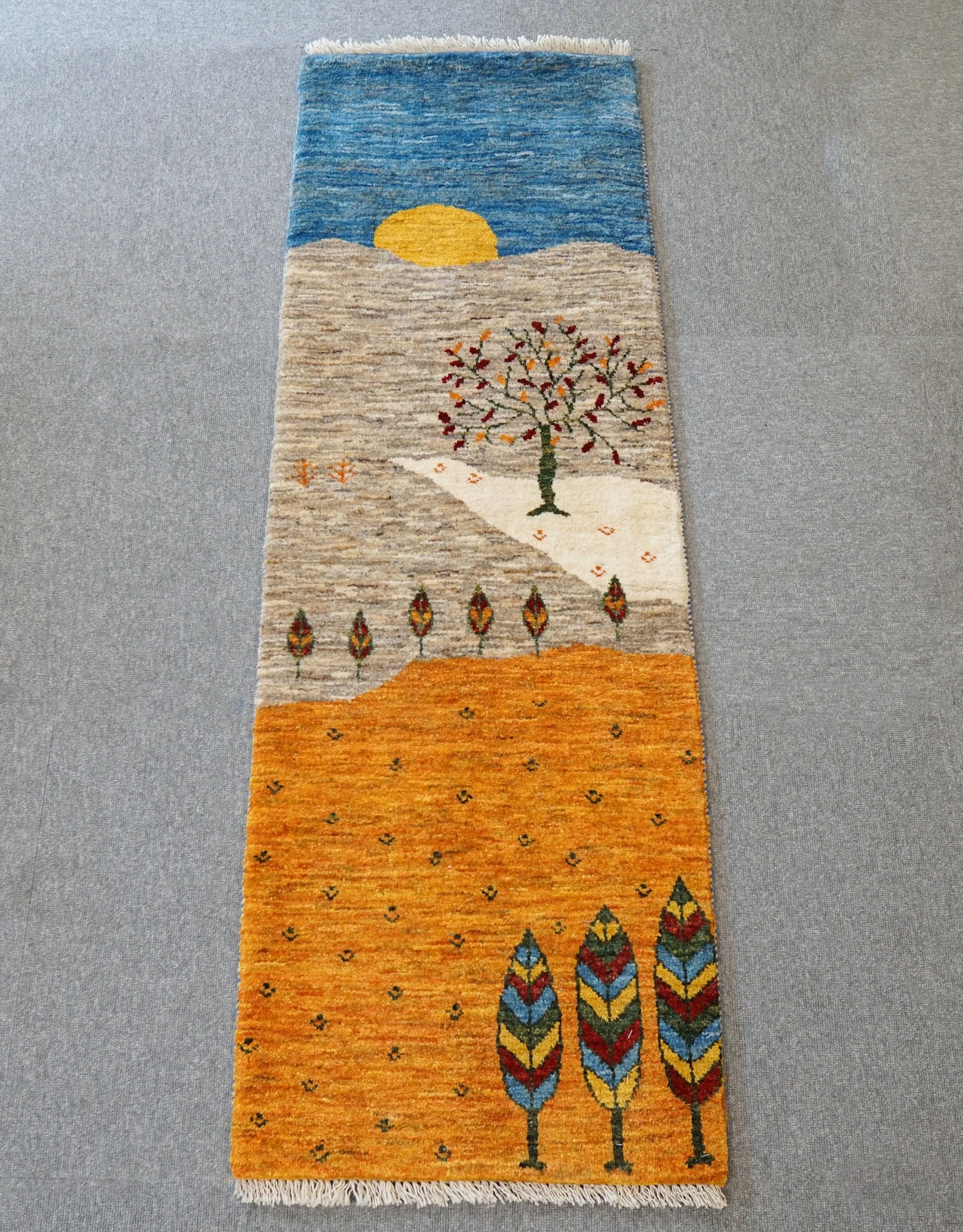 148×49cm【ペルシャ手織りカシュクリギャッベ] リズ バフト ギャッベ 手織り絨毯 Decorworks