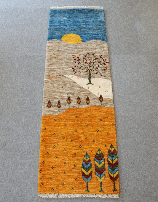 148×49cm【ペルシャ手織りカシュクリギャッベ] リズ バフト ギャッベ 手織り絨毯 Decorworks
