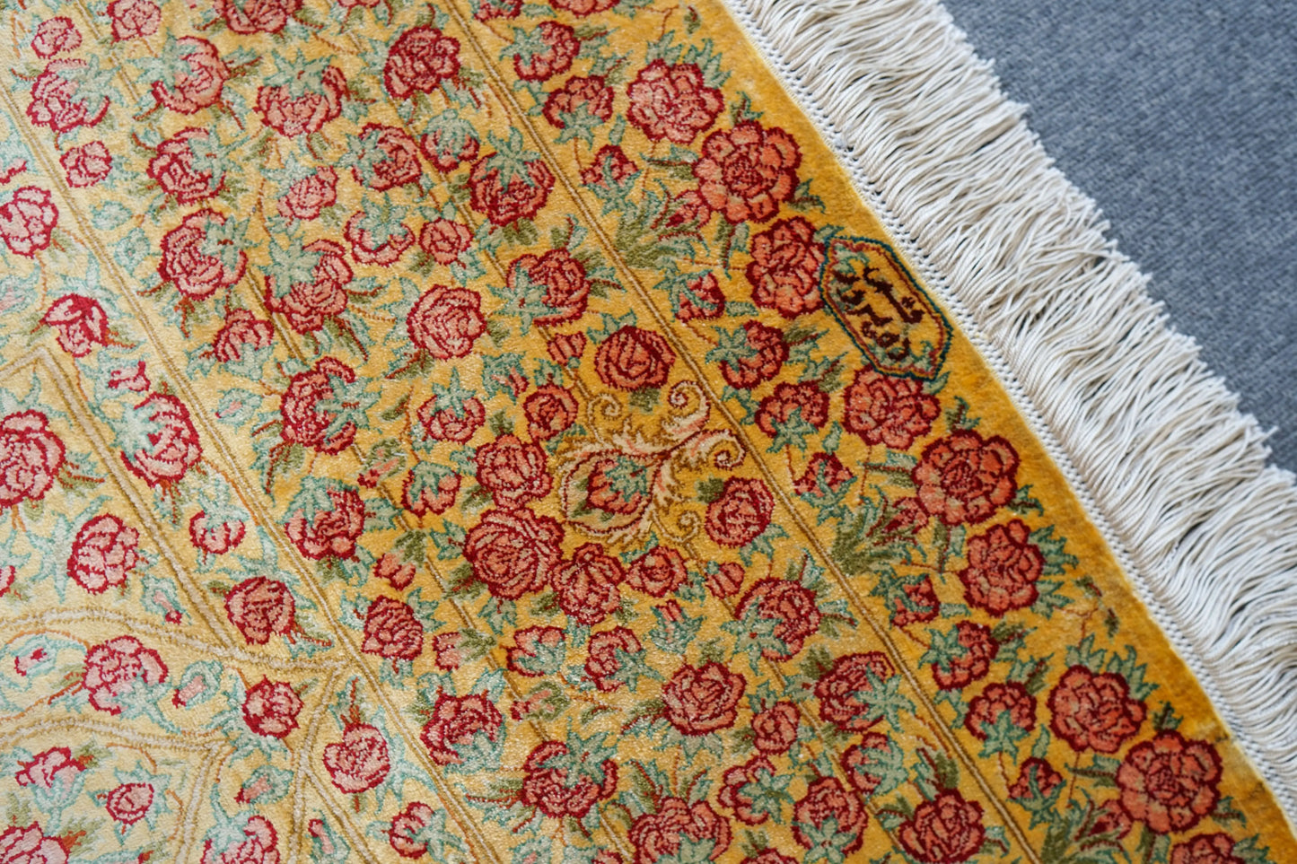 150×100cm　【ペルシャ手織りクム産のシルク100%絨毯】証明書付 Decorworks