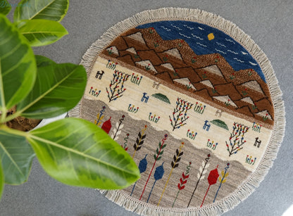 100×100cm ペルシャ手織りカシュクリギャッベ リーズバフト - Decorworks