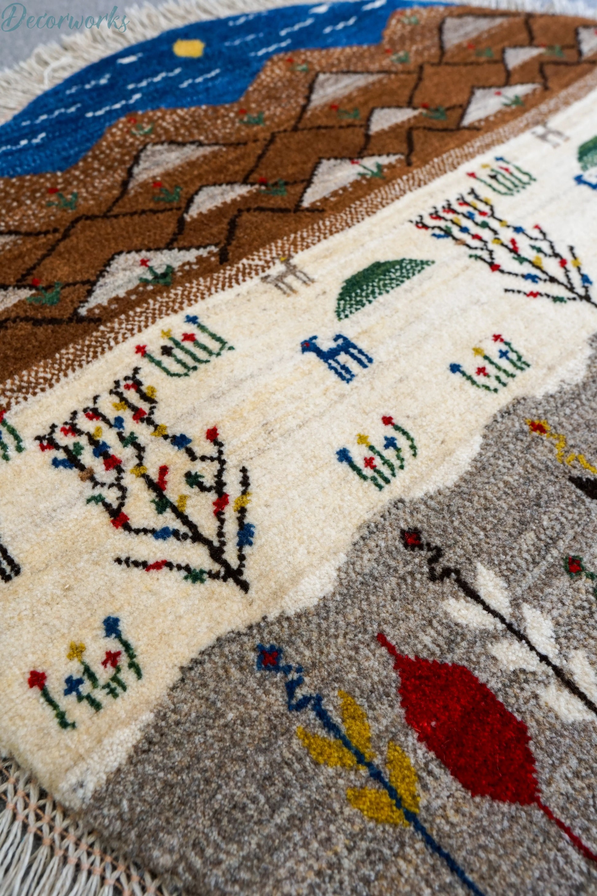 100×100cm ペルシャ手織りカシュクリギャッベ リーズバフト - Decorworks