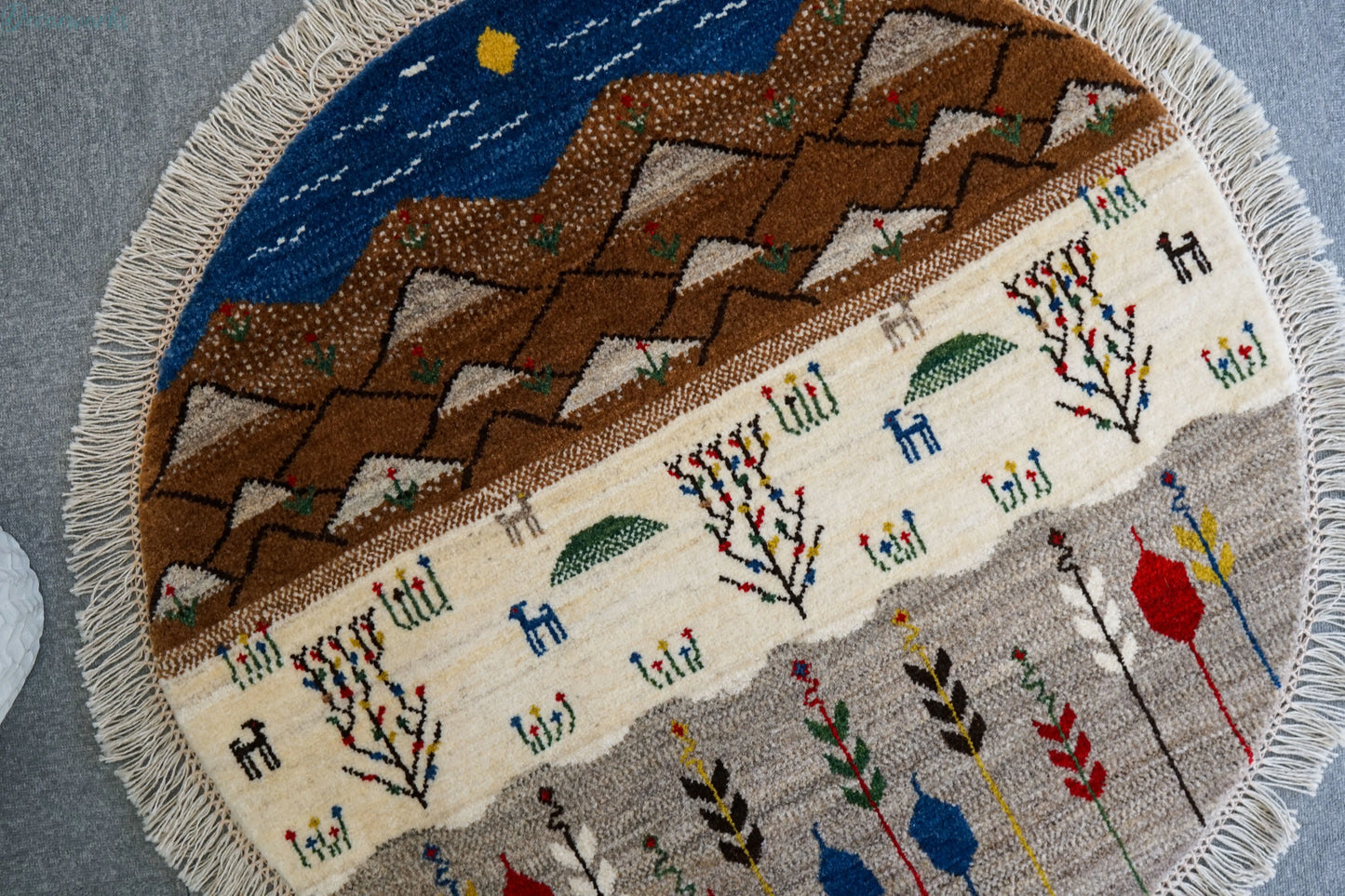 100×100cm ペルシャ手織りカシュクリギャッベ リーズバフト - Decorworks