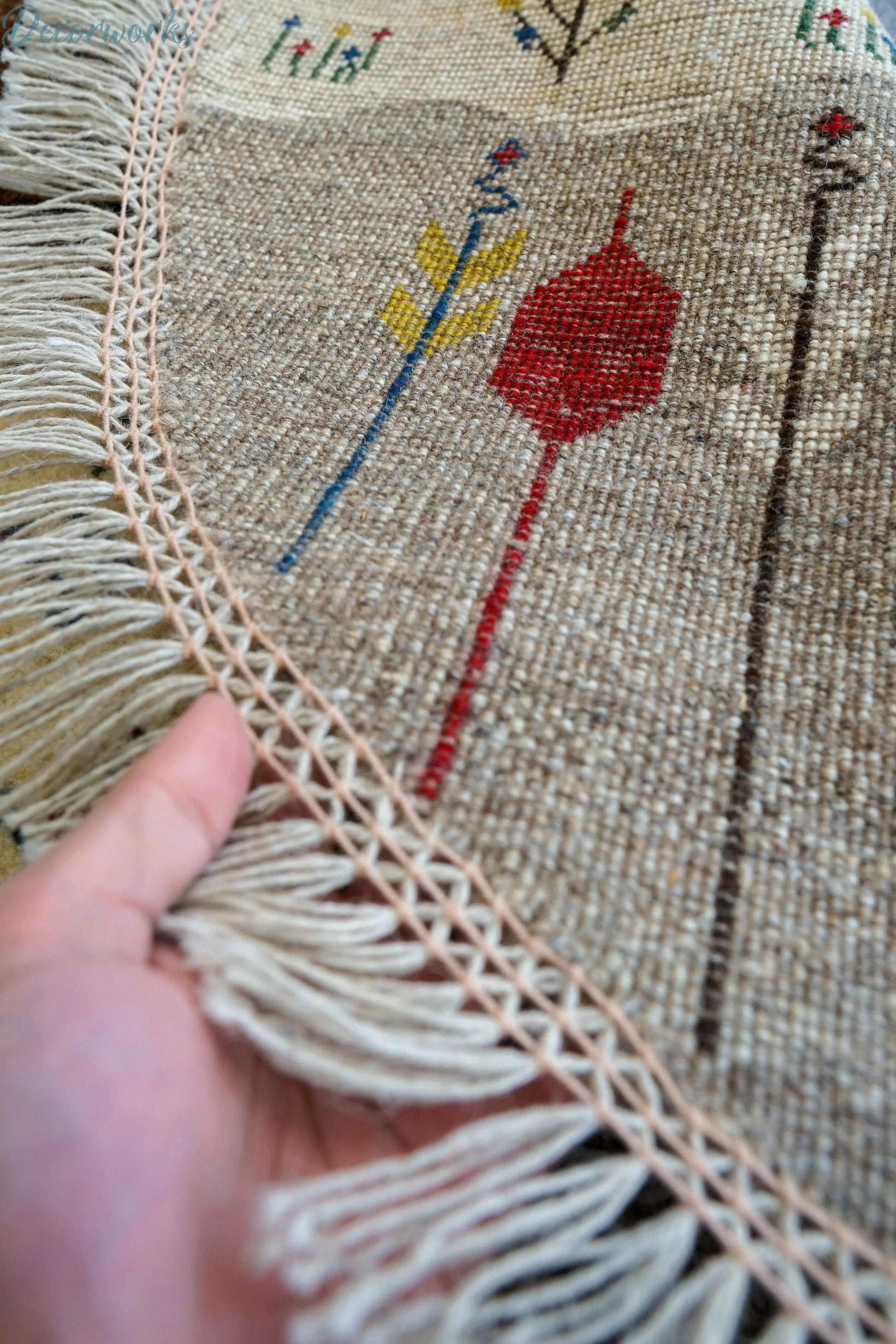 100×100cm ペルシャ手織りカシュクリギャッベ リーズバフト - Decorworks
