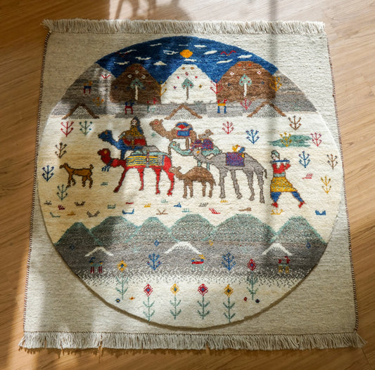 Collection 103×102cm ペルシャ手織りギャッベ リーズバフト – 細かな織りの上質ギャッベ