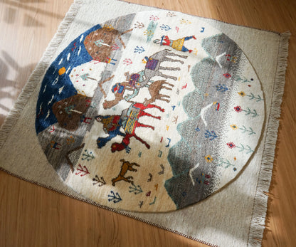 Collection 103×102cm ペルシャ手織りギャッベ リーズバフト – 細かな織りの上質ギャッベ