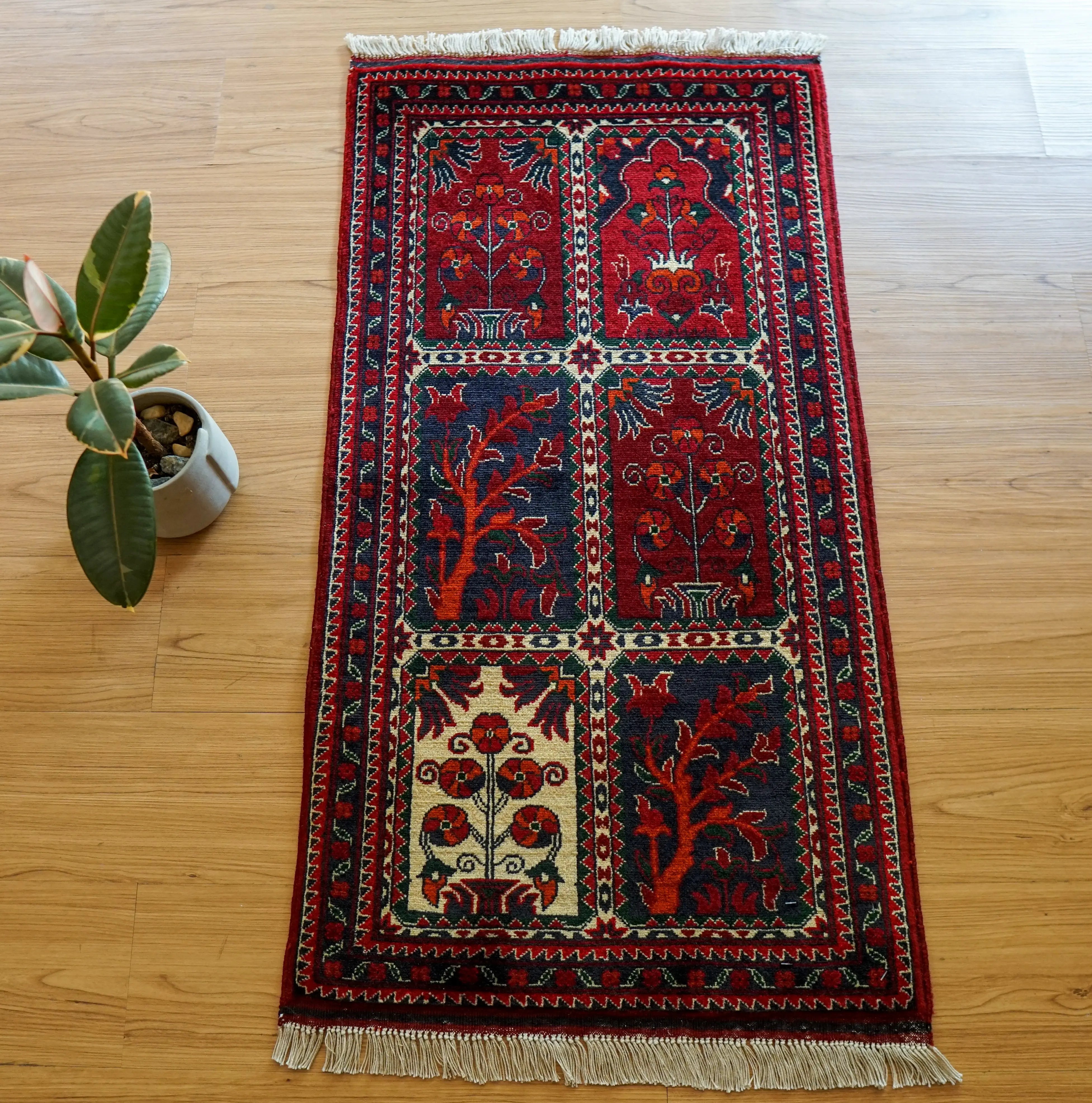 142×101cm アフガニスタン絨毯 カールモハメディ ビルジク ペルシャ絨毯