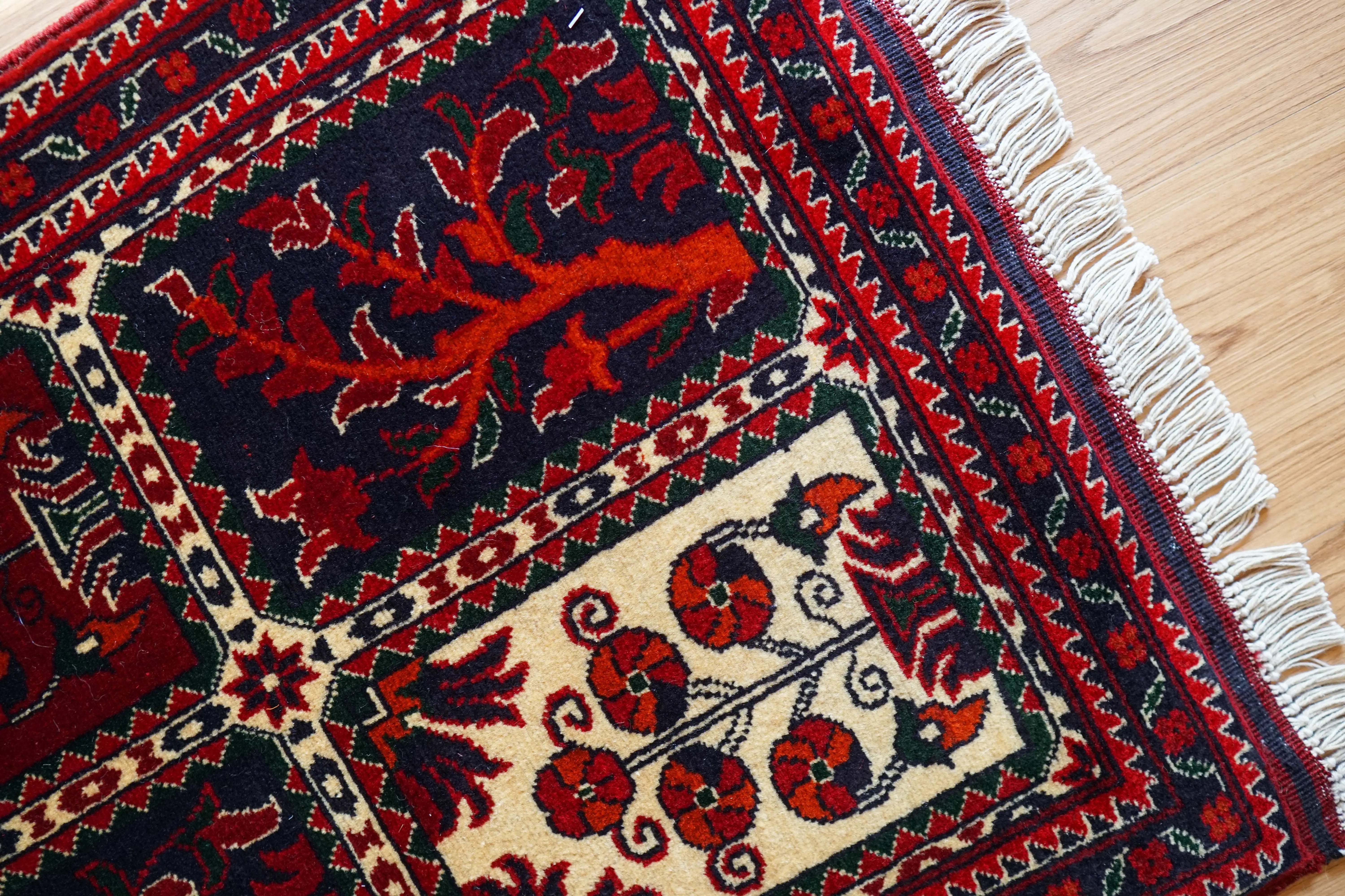 アフガニスタン手織り絨毯 カールモハメディ 103×53cm