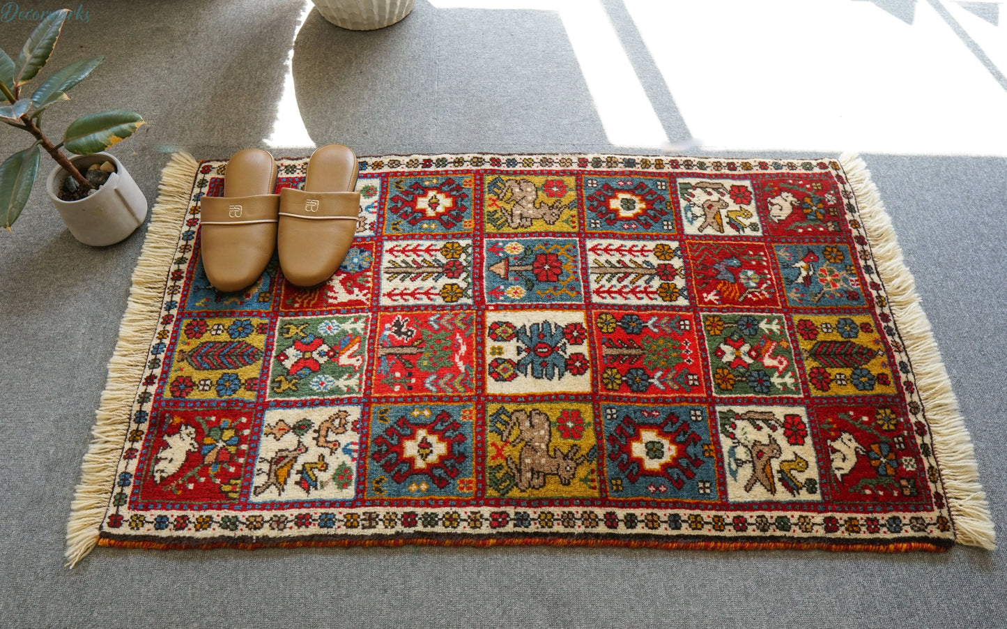 108x65cm 手織り ペルシャ絨毯　カシュカイ族 Decorworks