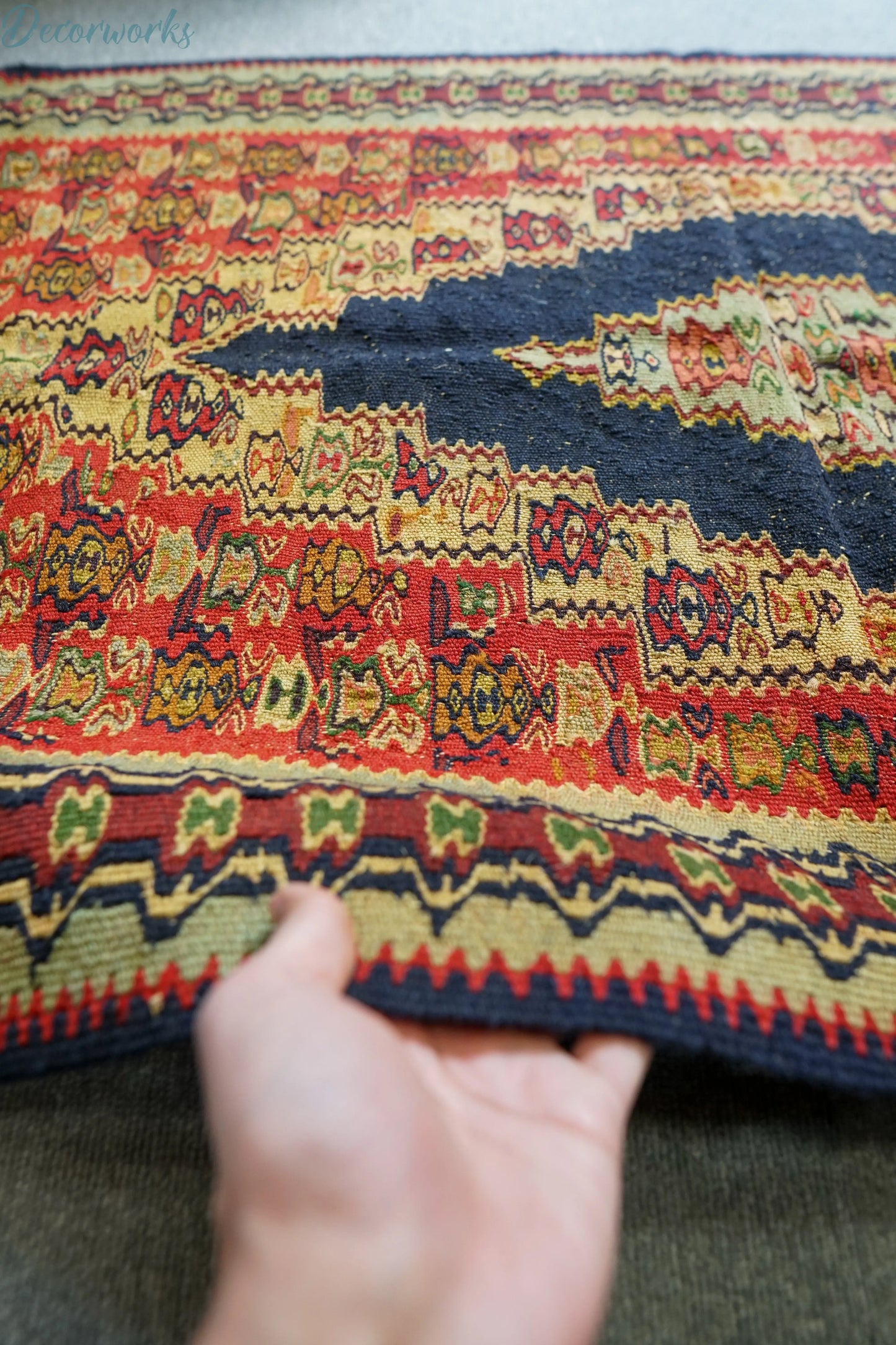 110×81cm セネ サナンダジ 手織り手織りオールドキリム - Decorworks