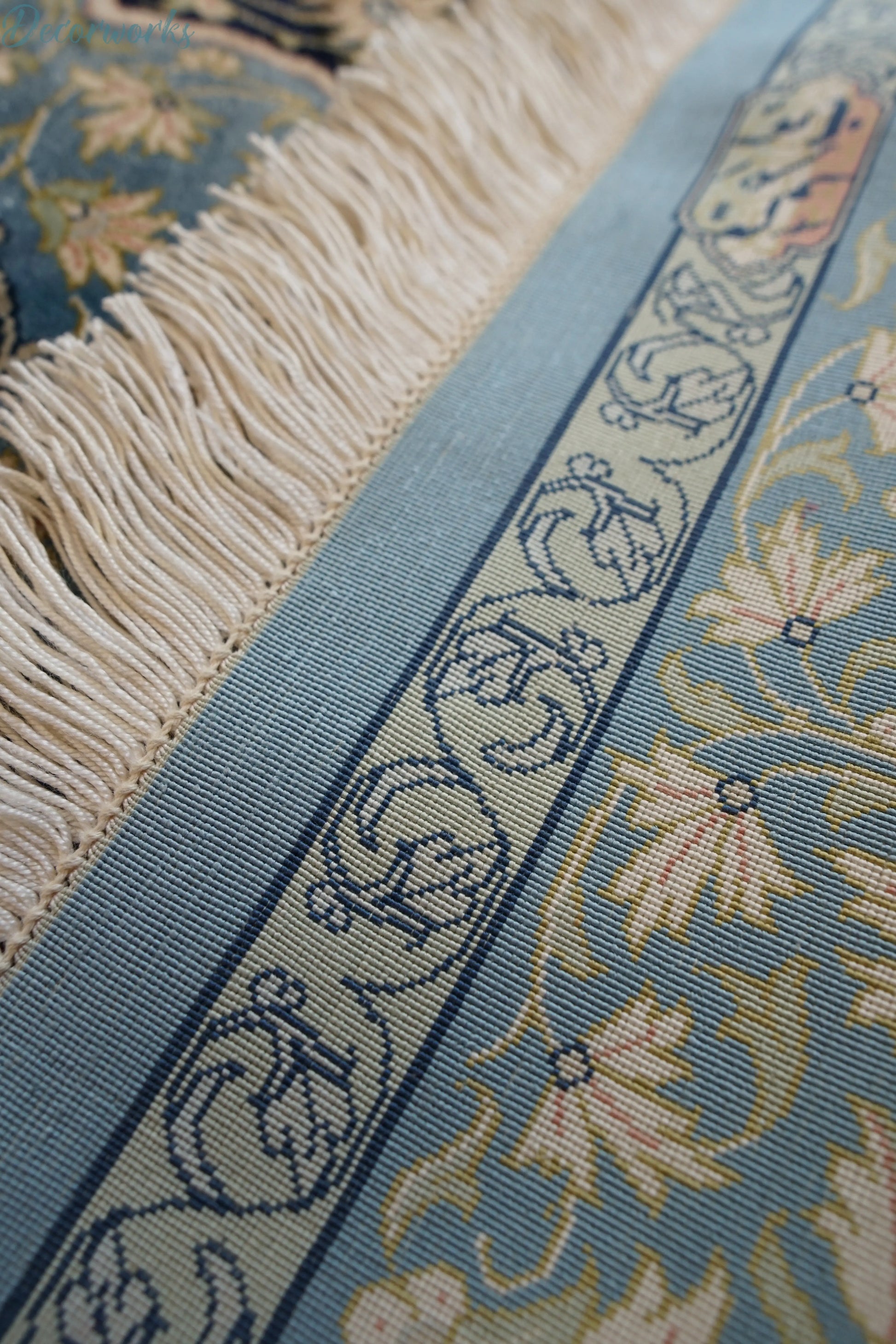 116×77cm　ペルシャ絨毯　クム産　アールローブ房　シルク 100%　証明書付 Decorworks