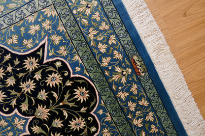 116×77cm　ペルシャ絨毯　クム産　アールローブ房　シルク 100%　証明書付 Decorworks