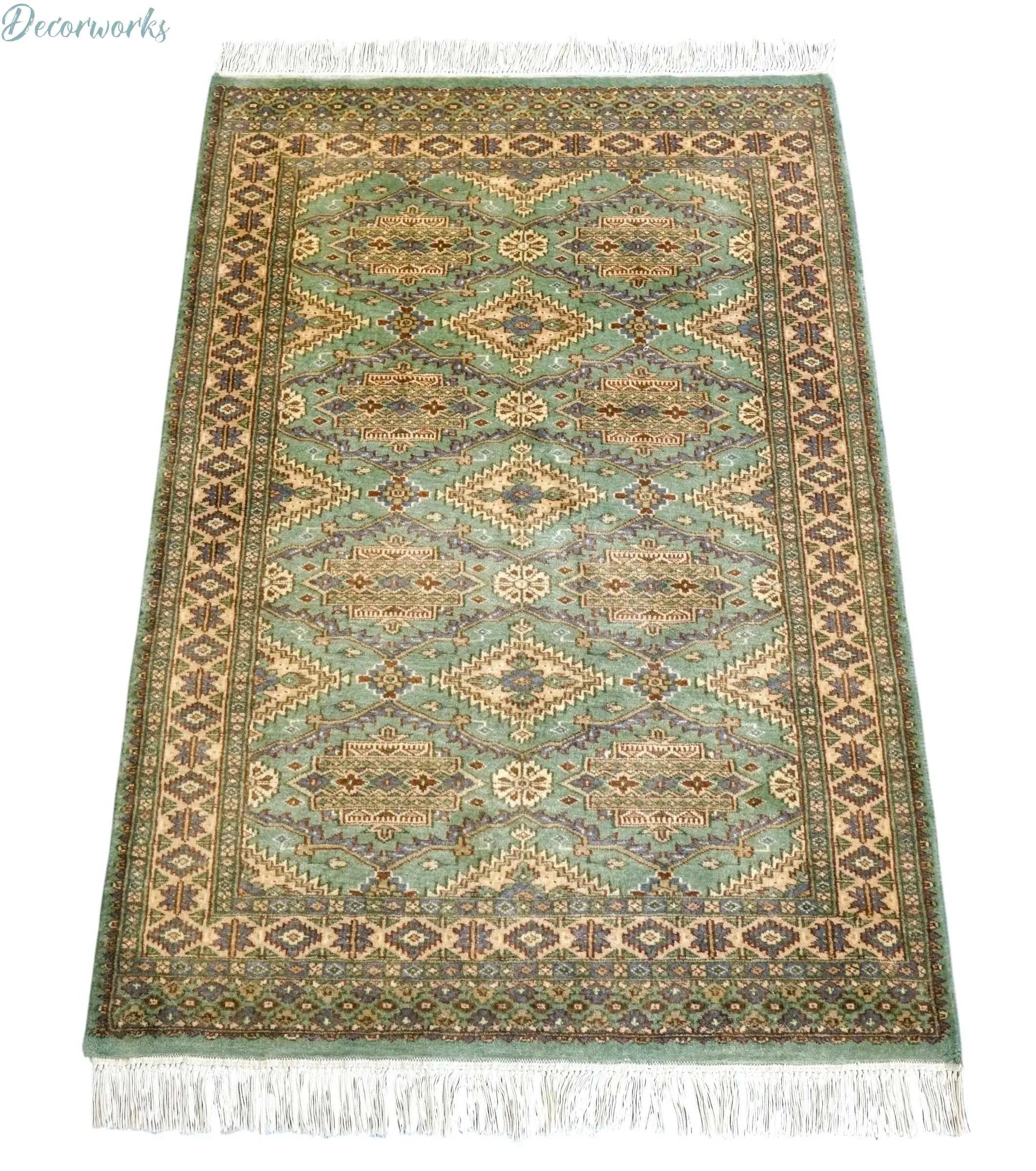 63x95cmカシミール手織りマット(048)インド・パキスタン・ペルシャ 116×79cm パキスタン手織り絨毯 - Decorworks