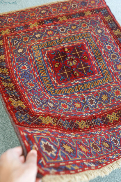 125×113cm 手織りマシュワニキリム 手織り絨毯 Decorworks