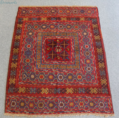 125×113cm 手織りマシュワニキリム 手織り絨毯 Decorworks