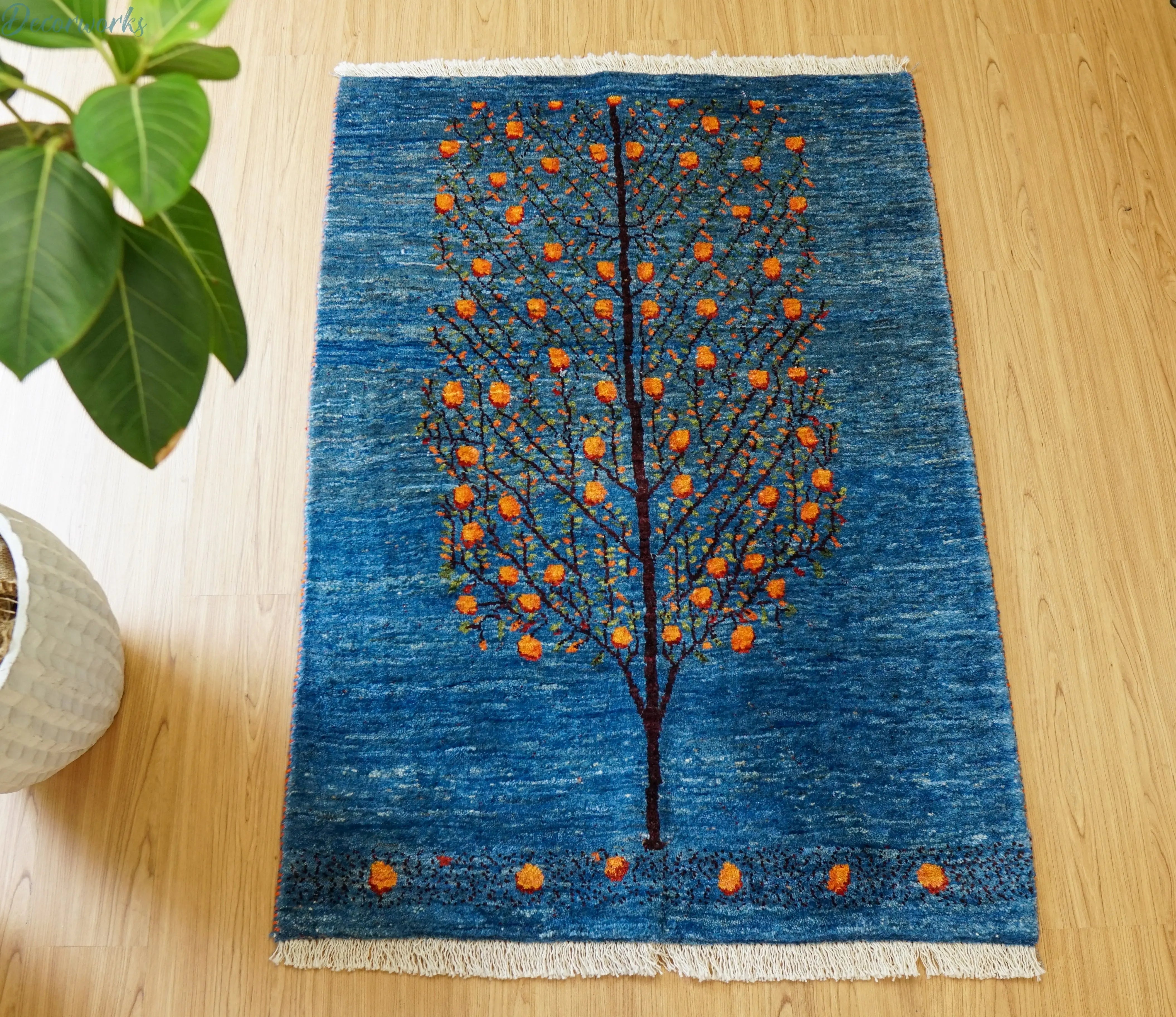 132×90cm 手織り ペルシャ 絨毯 カシュクリギャッベ - Decorworks