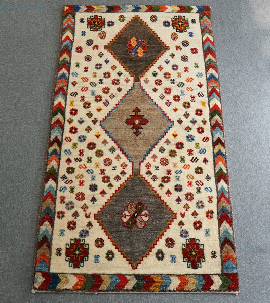 136×74cm 手織り ペルシャ 絨毯 カシュクリギャッベ - Decorworks