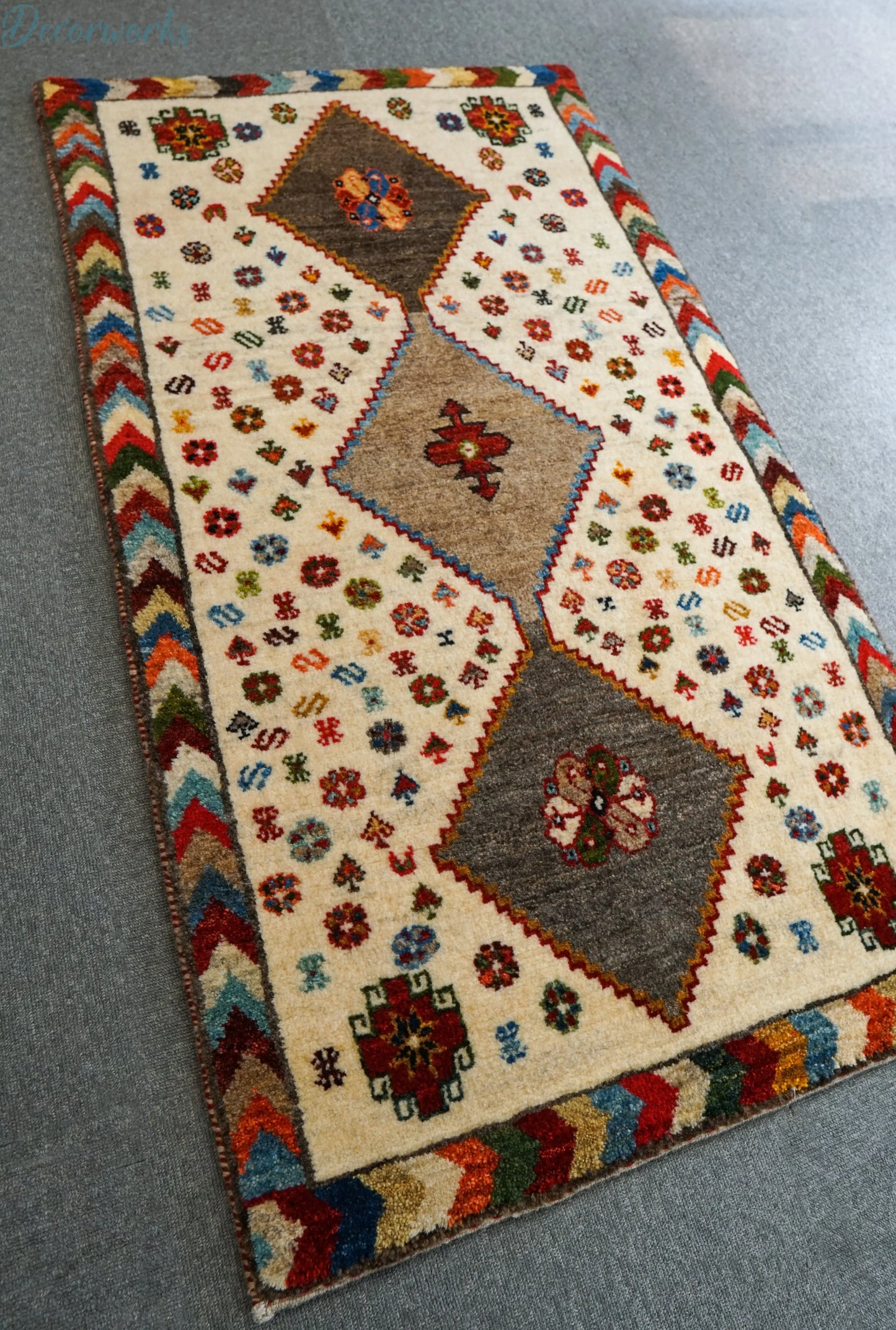 136×74cm 手織り ペルシャ 絨毯 カシュクリギャッベ - Decorworks