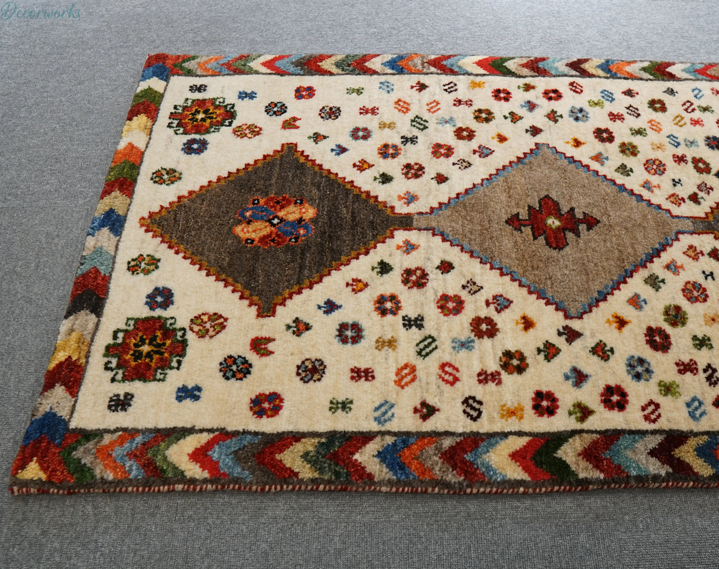 136×74cm 手織り ペルシャ 絨毯 カシュクリギャッベ - Decorworks