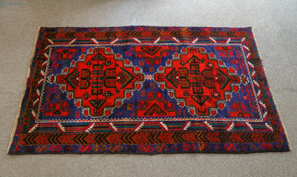 142×86cm  ヴィンテージ  ヤクブ カニ バルーチ ラグ-  トライバルラグ Decorworks