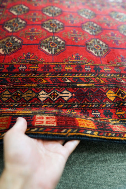 143×111cm トルクメン ボハララグ 手織り絨毯 ペルシャ ヴィンテージラグ Decorworks