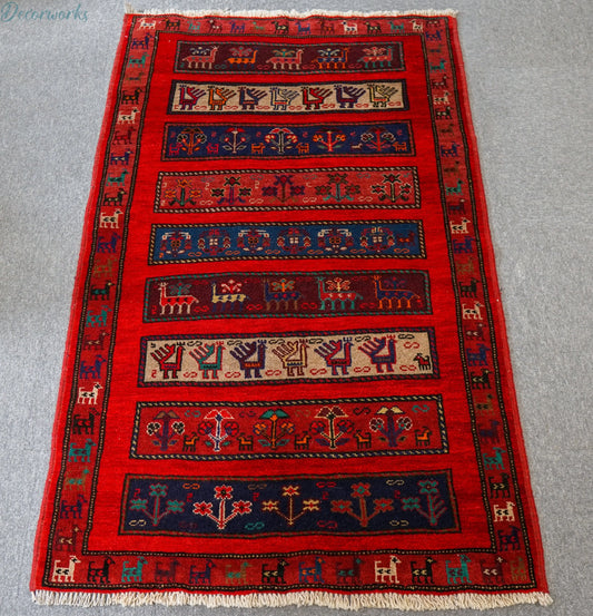 143×90cｍ ペルシャ絨毯 トライバルラグ　バルーチ Decorworks