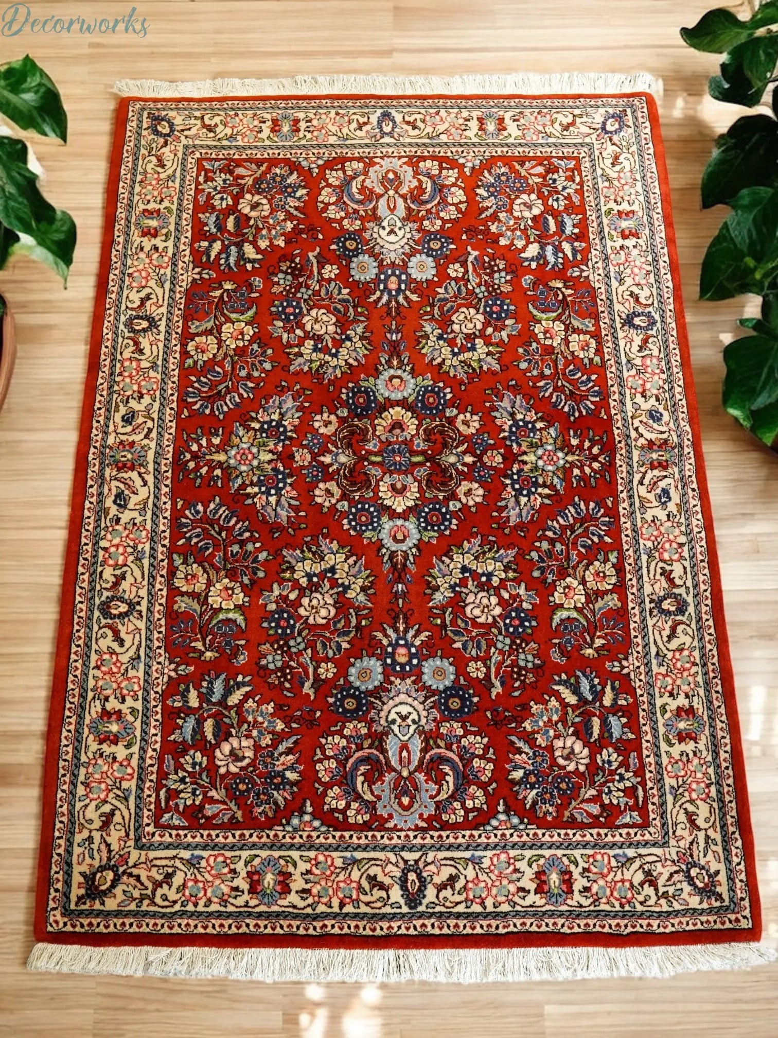 160×110cm　　クム産 ペルシャ絨毯 コルクウール Decorworks