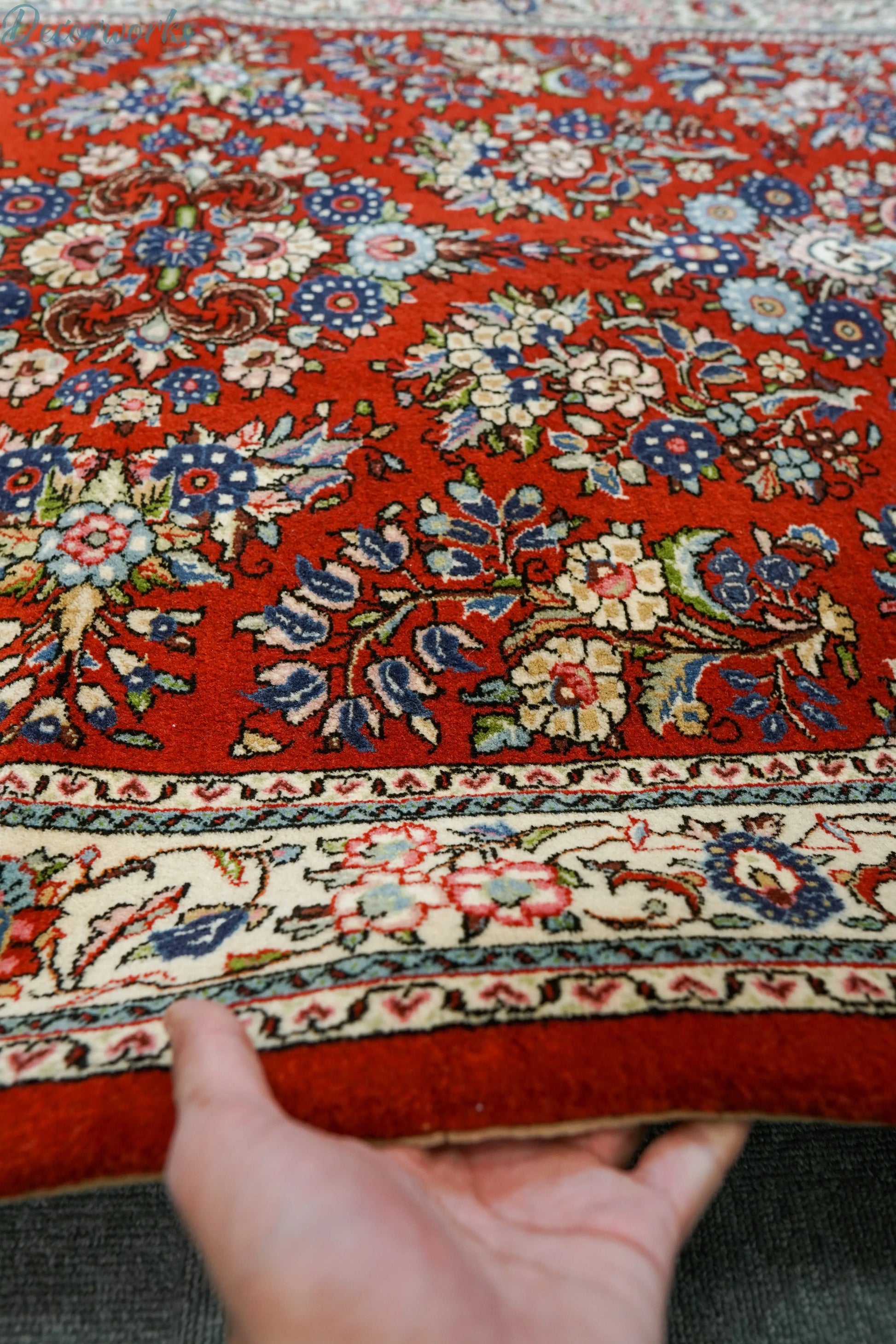 160×110cm　　クム産 ペルシャ絨毯 コルクウール Decorworks