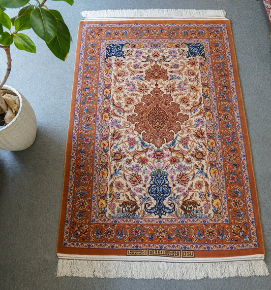 163×110cm 　手織りペルシャ絨毯　イスファハン サハラク房 Decorworks