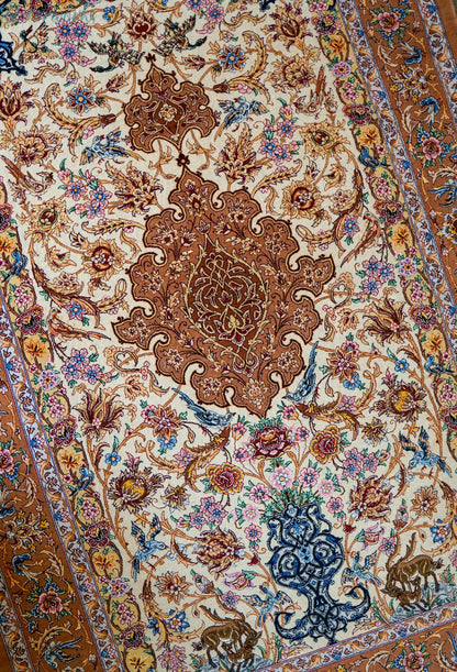163×110cm 　手織りペルシャ絨毯　イスファハン サハラク房 Decorworks
