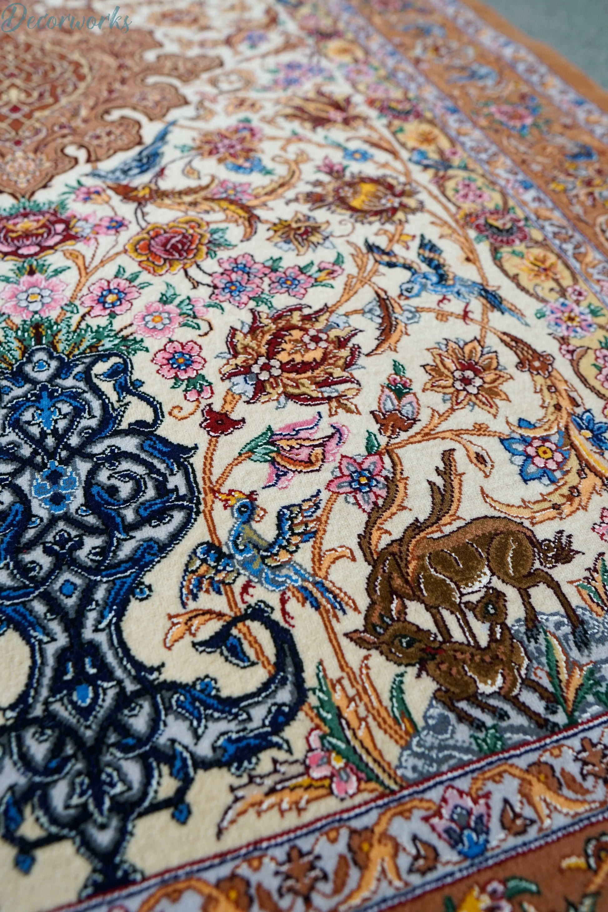 163×110cm 　手織りペルシャ絨毯　イスファハン サハラク房 Decorworks
