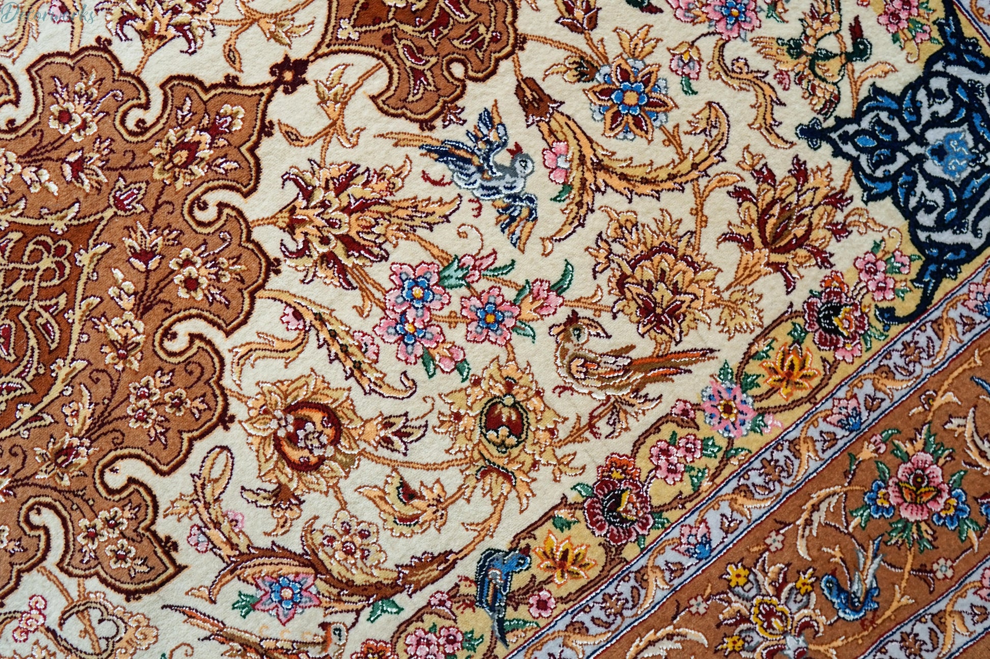 163×110cm 　手織りペルシャ絨毯　イスファハン サハラク房 Decorworks