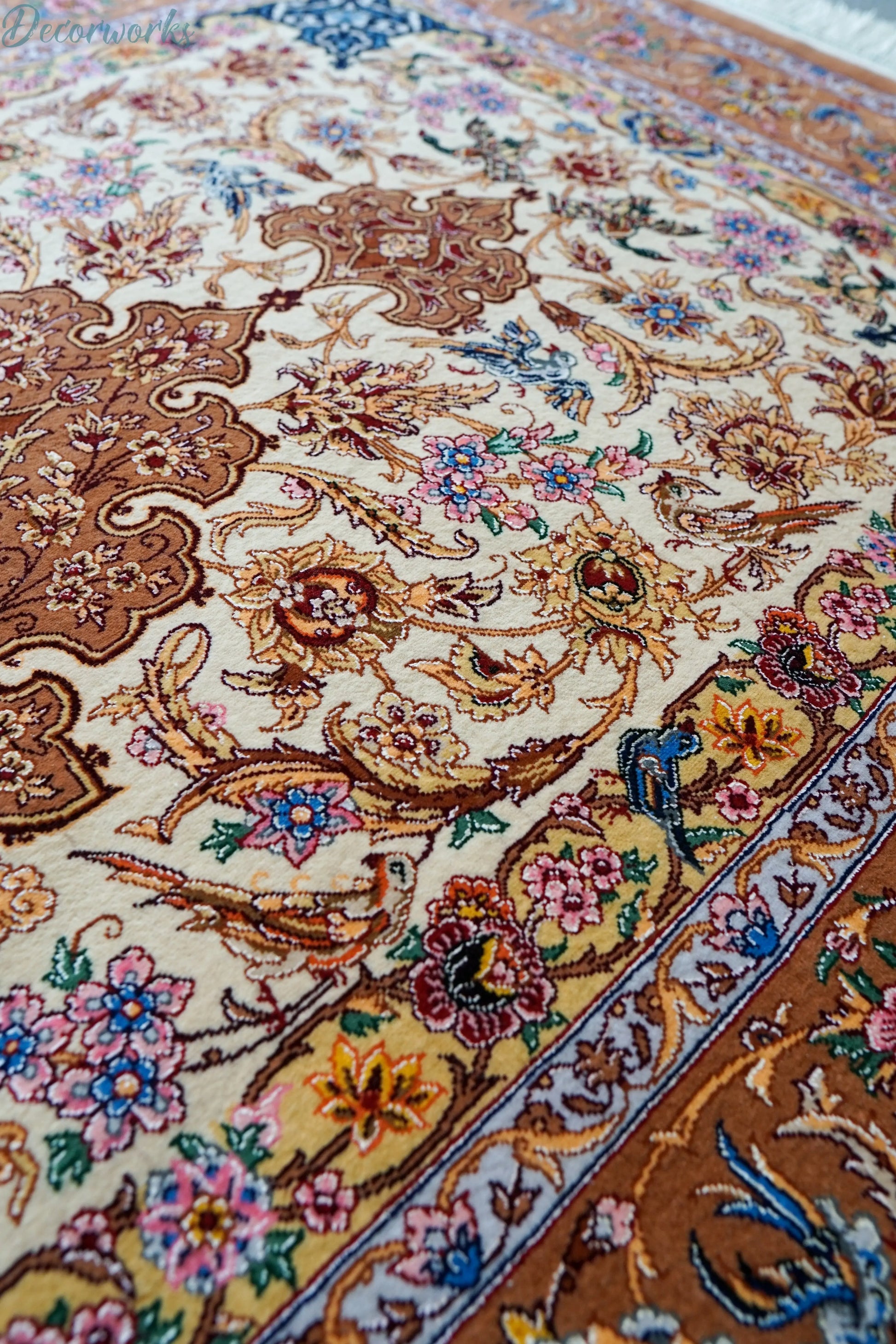 163×110cm 　手織りペルシャ絨毯　イスファハン サハラク房 Decorworks