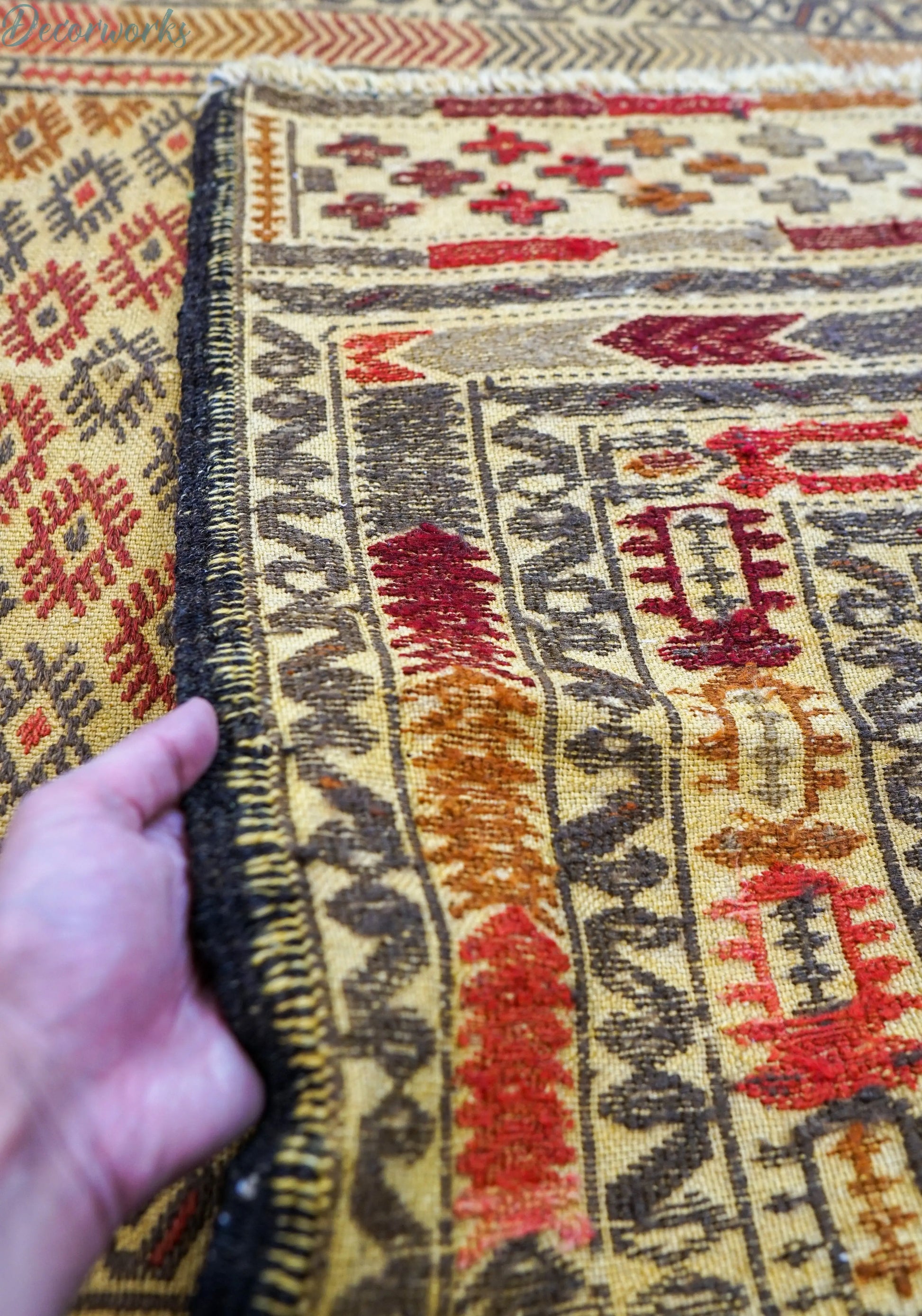 175×124cｍ　アフガニスタン オールド キリム 手織り絨毯 Decorworks