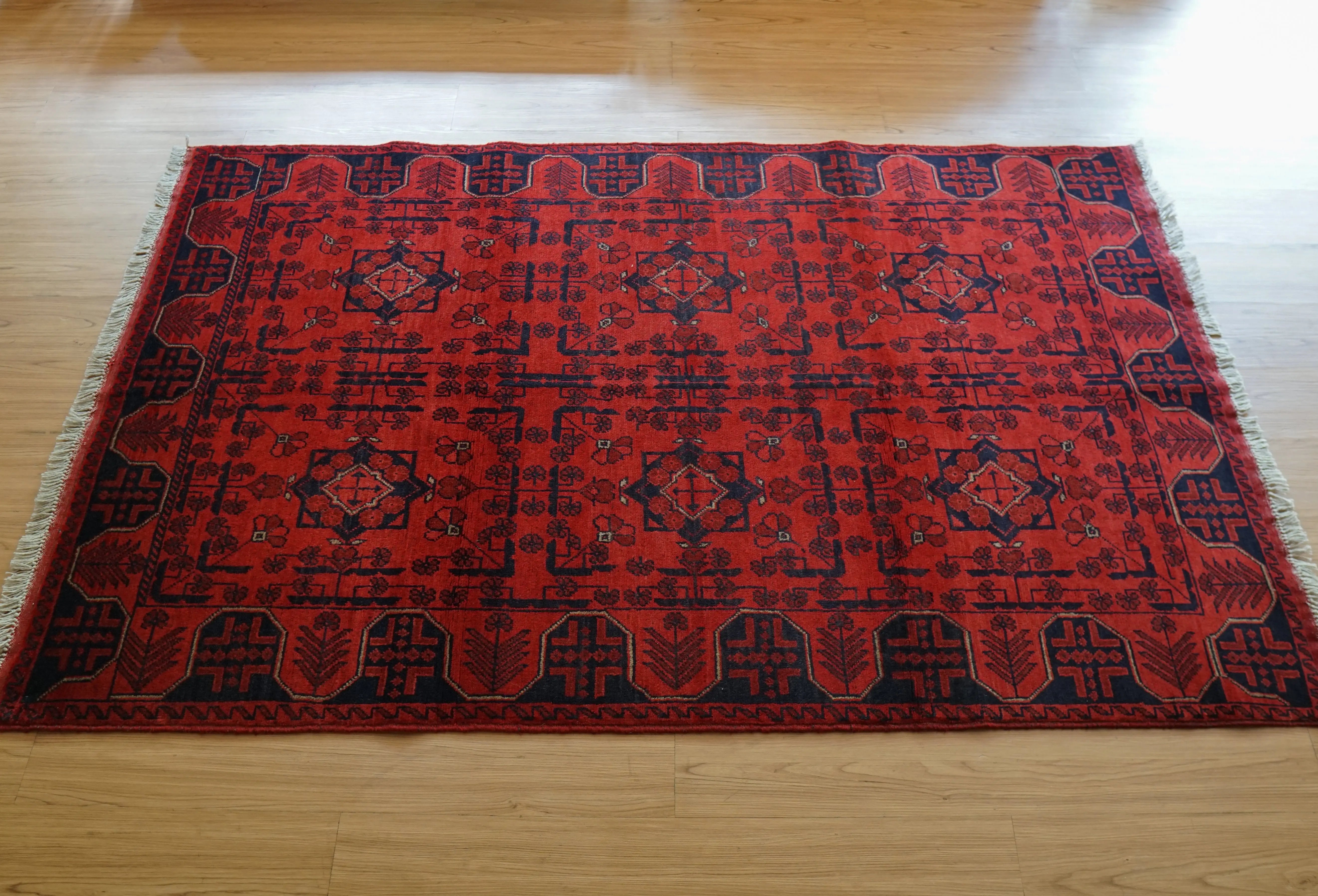 アフガニスタン手織り絨毯 カールモハメディ 195×121cm,伝統トライバル