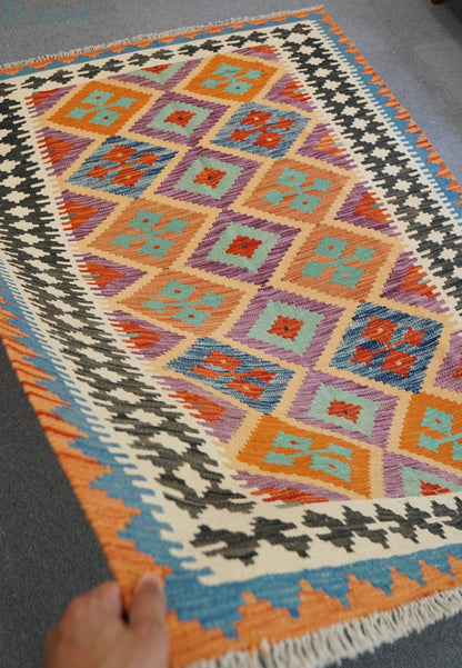 195×150cm  アフガニスタン手織りキリム - Decorworks