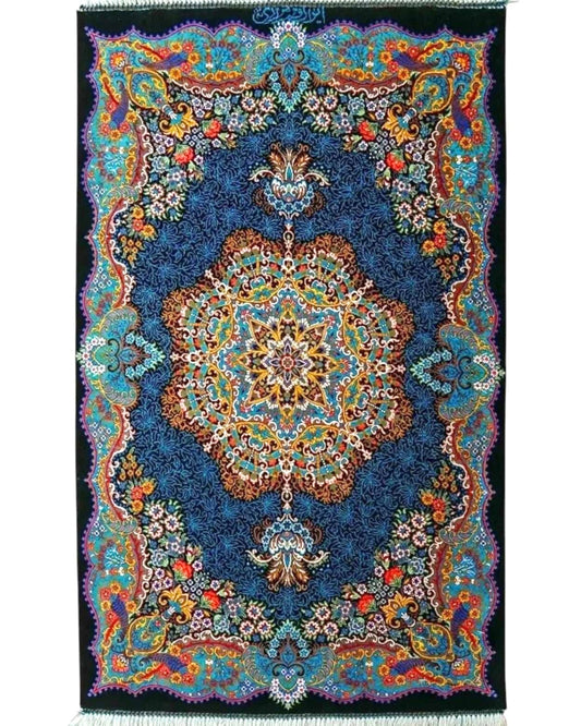  ペルシャ絨毯クム産  ムサヴィ工房　シルク　 証明書付 87×58cm　
