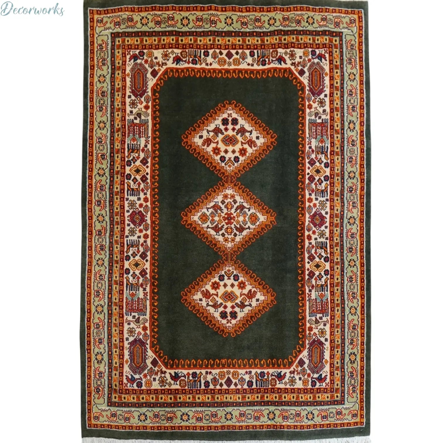 200×146cm  ペルシャ ガシュガイ 手織り絨毯 Decorworks