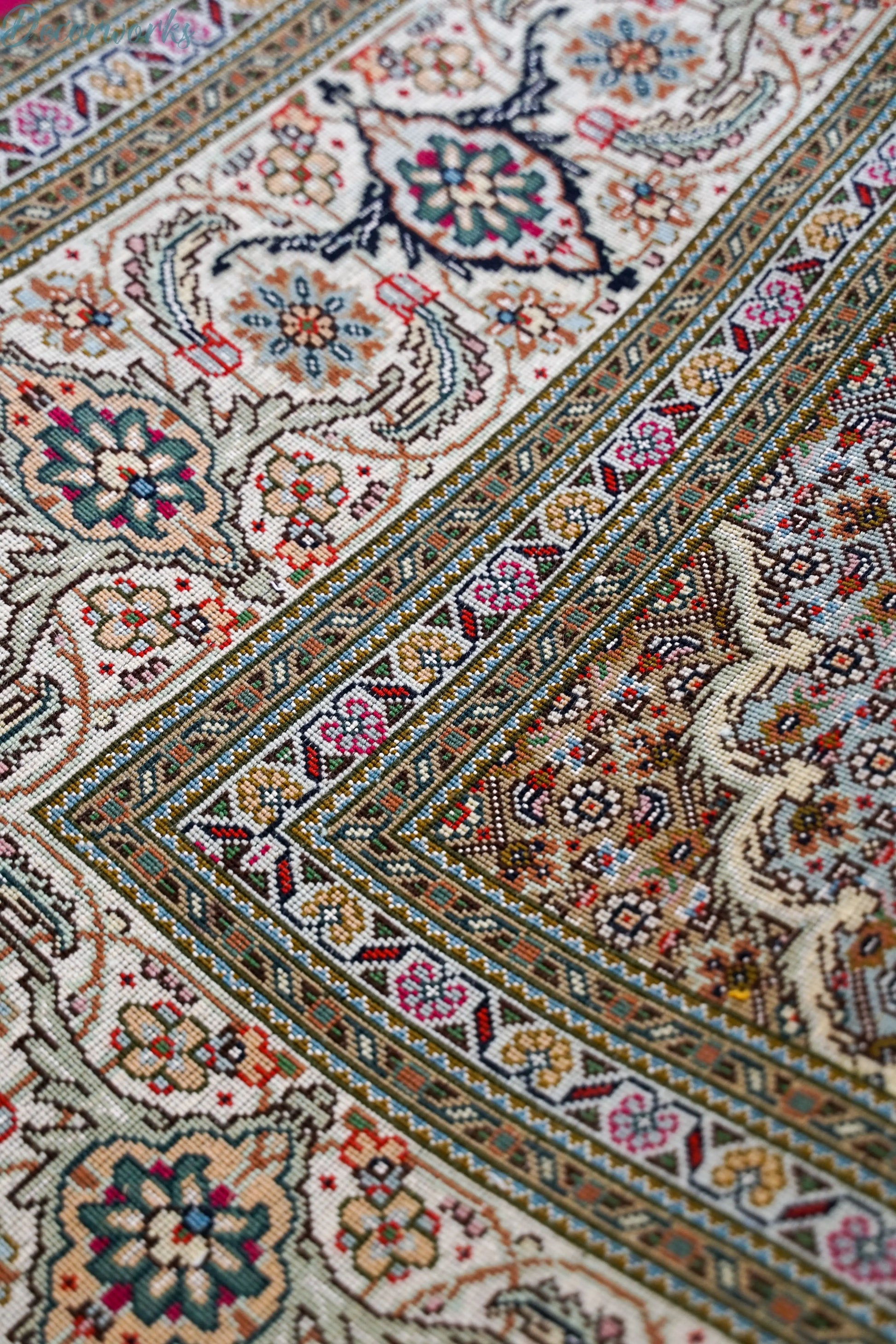 204×151cm ペルシャ手織り絨毯 タブリーズ 50Raj Decorworks